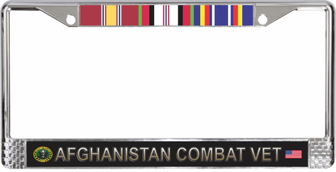 U.S. Army Afghanistan Combat Veteran 3-Ribbon Stack License Plate Frame